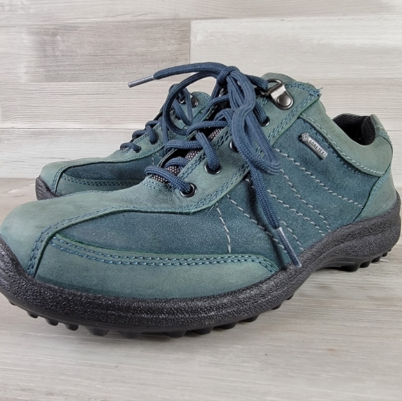 Hotter Goretex Blue Green Suede Leather Lace-Up Shoes Women's 8 - Picture 15 of 16